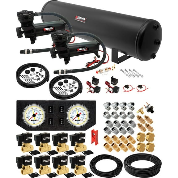 Vixen Air Suspension Kit for Truck/Car Bag/Air Ride/Spring. On Board System- Dual 200psi Compressor, 5 Gallon Tank. For Boat Lift,Towing,Lowering,Load Leveling,Onboard Train Horn VXX1209GW/4852DB