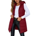 thumbnail image 2 of Turilly Womens Mid-Length Puffer Vests Sleeveless Hooded Down Jacket Fall Winter Casual Loose Outerwears with Pocket, 2 of 6