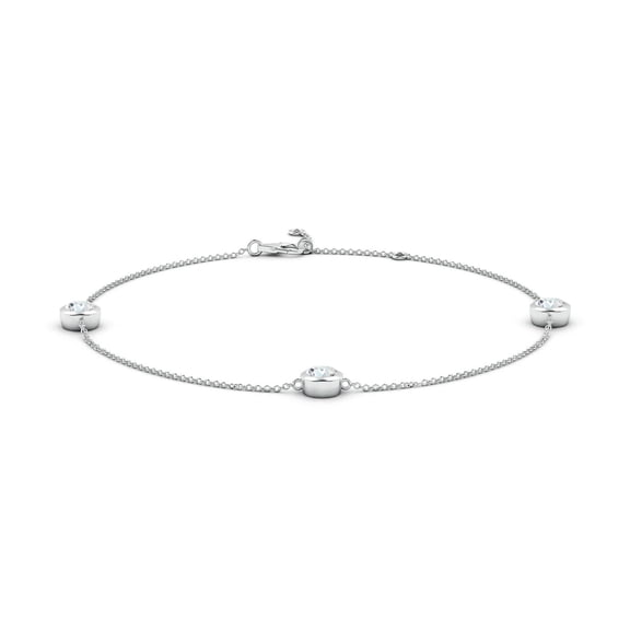 ANGARA IGI Certified Lab Grown 1.5 Ct Diamond Station Adjustable Ankle Bracelet for Women in 14K White Gold (Size-5.1mm|Color-F-G|Clarity-VS) | Anniversary, Jewelry Gift for Women | Diamond Bracelet