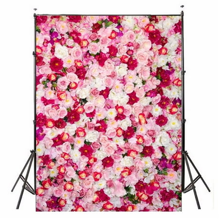 Vinyl Spring Backdrops 3x5FT Rose Flowers Spring Photography Vinyl Backdrop Background Wedding Photo Studio Props Wedding Valentine's Day ()