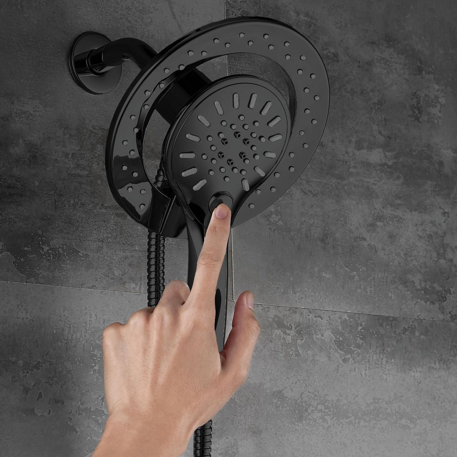 Thermostatique valve ronde, déviateur 4 voies, 2 douchettes magnetique avec boutons poussoirs