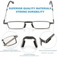 thumbnail image 6 of Durable Ultra Thin and Lightweight Folding Reading Glasses for Men Women, Blue Light Blocking Compact Computer Foldable Readers, Pocket Portable Sturdy Frame With Case Black 1.5x, 6 of 9