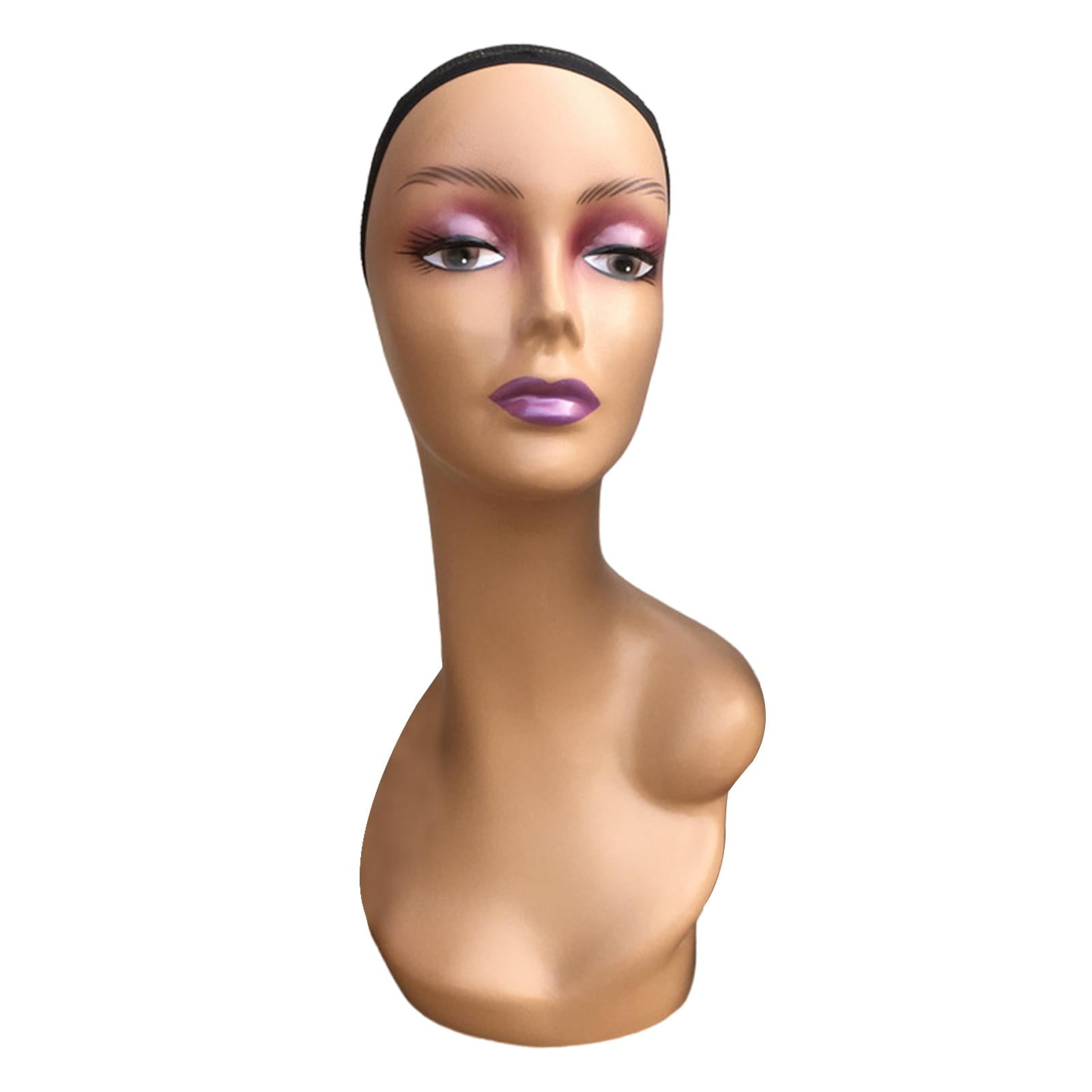 Female Mannequin Head, Manikin Long Neck Durable Multipurpose with Makeup, Professional Display Model for s Displaying Making Styling Style A