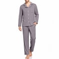 thumbnail image 2 of Samdudou Mens Pajamas Set Long Sleeve Button Down Sleepwear Classic Notch Collar Solid Two Piece Lounge Suit Pjs for Home Working Remote and Weekend Resting Time, 2 of 9