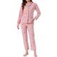 thumbnail image 2 of Conjunto de lounge para mujeres INSPIRE CHIC, algodón, botón, patrón lindo, manga larga, cuello con muesca, conjunto de pantalones con bolsillos, pijama, XL, triángulo, 2 of 6