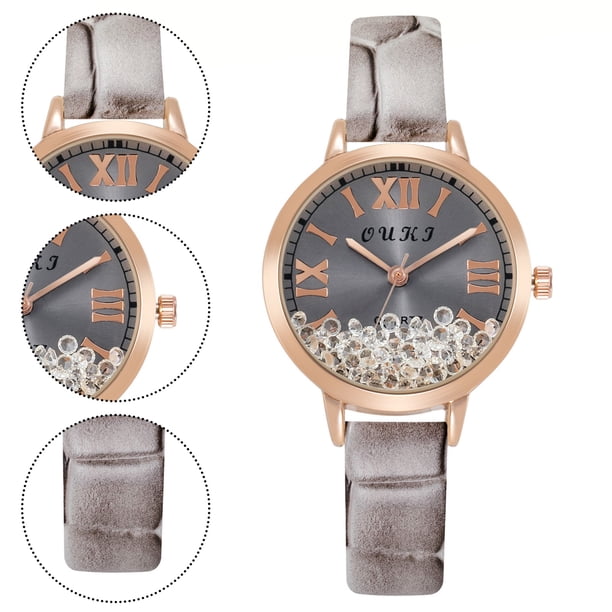 On Sale! Watches for Women ,Mothers Day Gift Ladies Watch Quicksand Rhinestone Watch Round Scale Dial Ladies Quartz Watch,Gray Buy 2 Save 10%