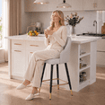 thumbnail image 2 of StnTalk Bar Stools Set of 2, Counter Height Barstools with Backs, Light Gray PU Leather Kitchen Stools with Gold Footrest & Stable Metal Legs, Modern Upholstered Chairs for Kitchen Island, 2 of 9
