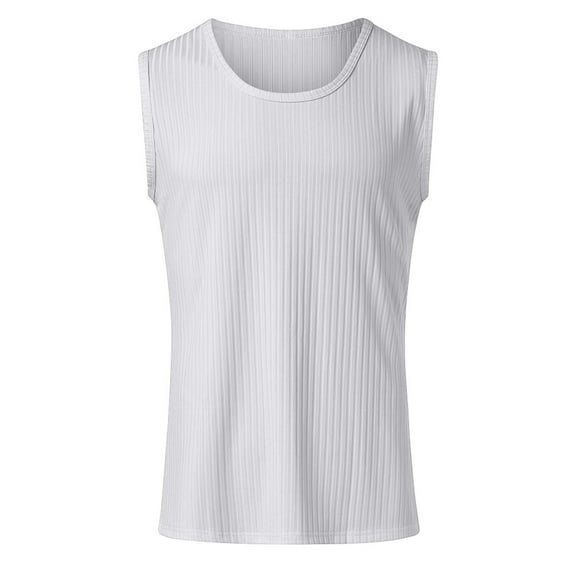 Sngxgn Men's Bodybuilding Workout Gym Tank Tops Training(White,L)