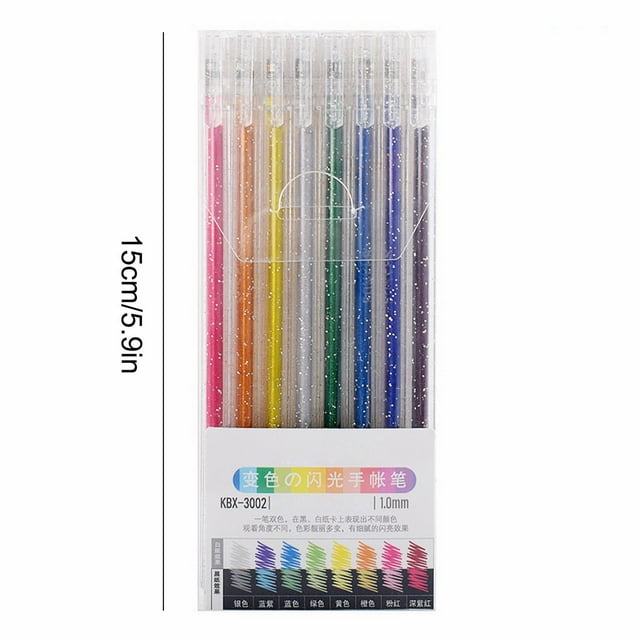 Ltdhehe 8 Colors Set Glitter Markers Multicolor Quicksand Gel Pen. DIY Greeting Card Invitation Gel Glow Pen 2ml