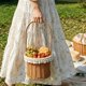 thumbnail image 1 of Plastic Rattan Woven Basket With Tassel Cut Decorative Storage Basket With Handle For Home Organization And Flower Arrangement, 1 of 6