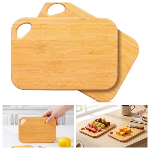 Bamboo Cutting Board Set - 2 Pack Small Wooden Chopping Boards 8.6 x 6 Inch, Lightweight Mini Serving Board for Cheese, Fruit, and Camping