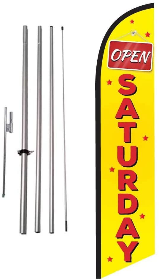 INSTALLATION Banner Sign Flag Pole  Windless Feather 2.5 wide Swooper RED YELLOW 