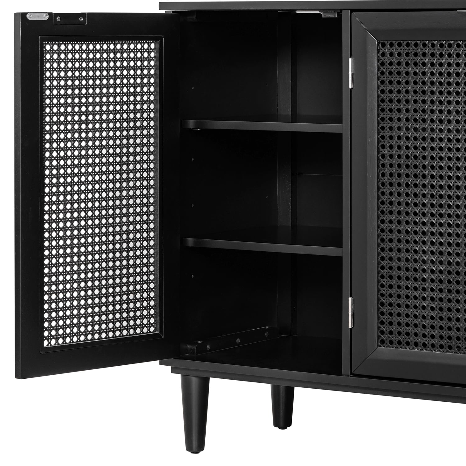Kadyn Large Storage Space Sideboard, Floor Storage Cabinet for Living Room, Storage Sideboard Buffet Cabinet with Artificial Rattan Door, Black Kadyn Large Storage Space Sideboard, Floor Storage Cabinet for Living Room, Storage Sideboard Buffet Cabinet with Artificial Rattan Door, Black