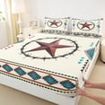 thumbnail image 3 of Homewish Western Texas Stars Queen Sheet Sets, Bohemian Tribal Aztec Flat Sheet, Retro Hippie Triangle Queen Fitted Sheet, Lightweight Room Decor, 4pcs, 3 of 7