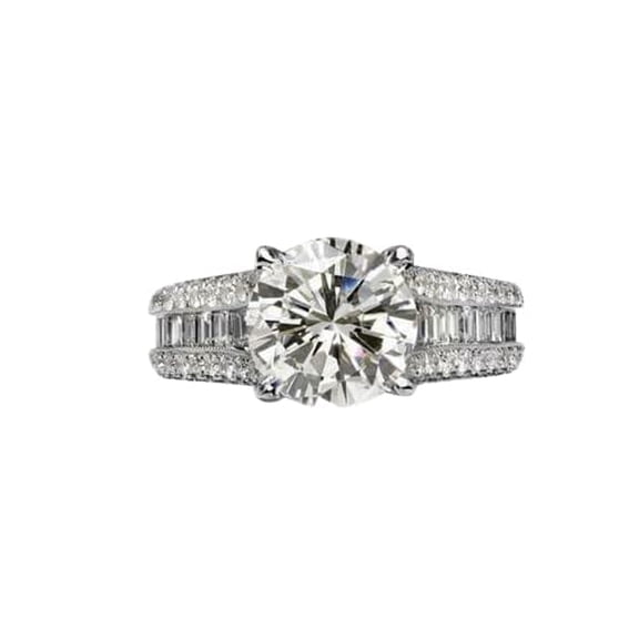 HeartsAndYou 5ct Round Cut Moissanite Cocktail Split Shank Engagement Ring for Women 18k White Gold over Silver