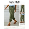 thumbnail image 2 of Hibeli Linen Pants Women Lightweight Drawstring Elastic Waist Cargo Jogger Pants with Pockets, 2 of 6