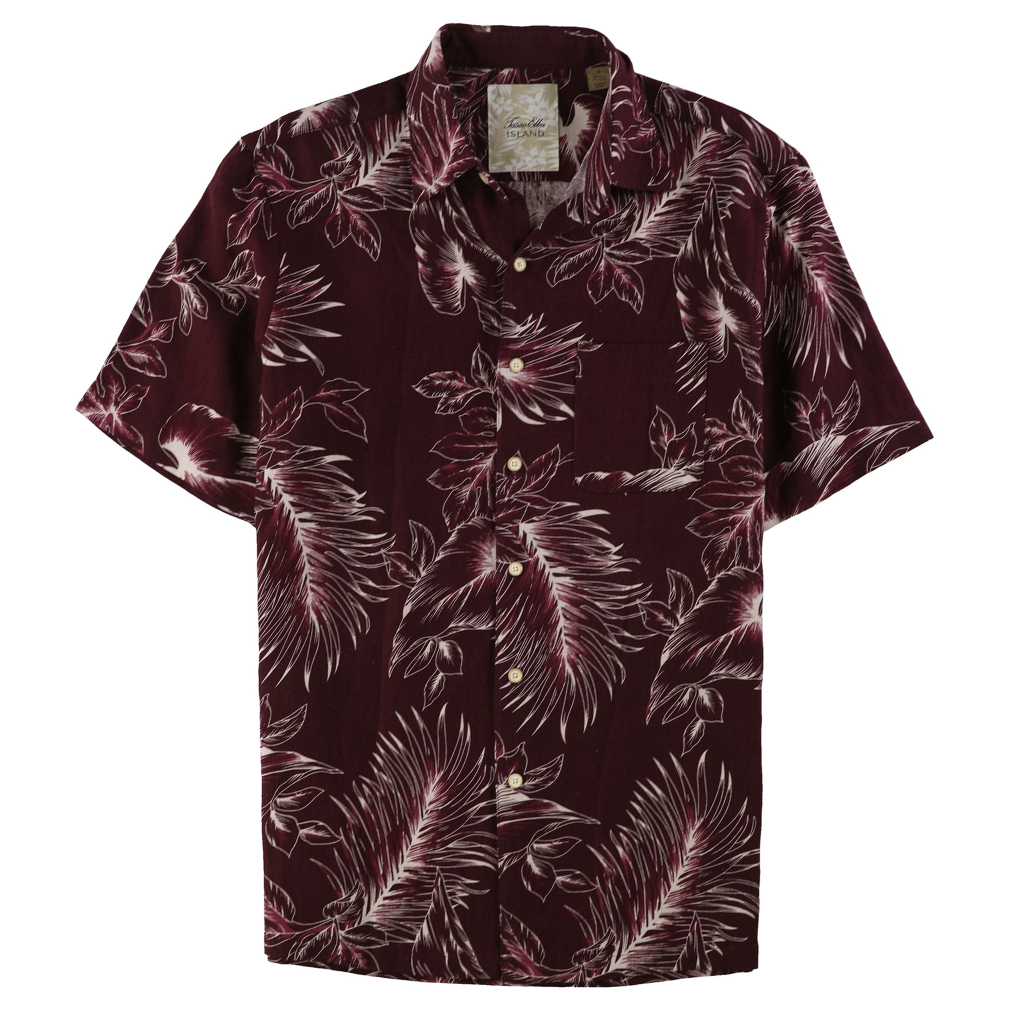 Tasso Elba Mens Shirt Blue Size XL Silk Tropical Print Button Down $65 #013 