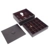 Brown Leather 6-Watch / 20-Cufflink Box with Lid - 8.5W x 4.75H in.