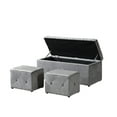 thumbnail image 6 of 1 Piece Modern Light Gray Velvet Storage Ottoman with Resilient Sponge Cushion – Space-Saving Design for Family Gatherings & Bedroom Use|39.37" x 16.14" x 14.57" Dimensions|Comfortable Seating &..., 6 of 10