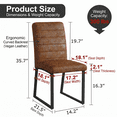 thumbnail image 4 of Ciphrias Dining Chairs Set of 2 Brown PU Leather Padded Black Metal Legs for Home Office, 4 of 9