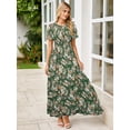 thumbnail image 5 of Vestido largo Simplee de chifón floral de primavera para mujer, verde claro, 5 of 5
