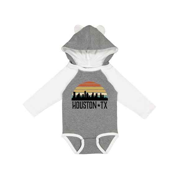 Inktastic Houston Texas Skyline Retro Boys or Girls Long Sleeve Baby Bodysuit