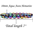 thumbnail image 2 of Angelstones Natural Aqua Aura Hematite Genuine Semi-Precious Gemstones Healing 10mm Beaded Stretch Bracelet 7" Unisex, 2 of 3