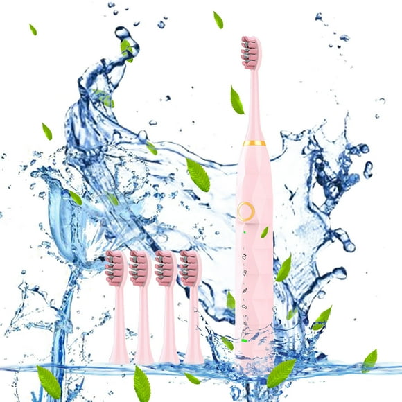 Fiudx Cepillo de Dientes Eléctrico, 5 Cabezales, 5 Modos de Limpieza, Temporizador Inteligente, Resistencia Al Agua Ipx8, Batería de Larga Duración, Carga Rápida, Ideal para Viajes, Negro, Blanco y R