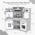 thumbnail image 3 of Wooden Kids Pretend Play Corner Kitchen Set Cooking Playset Toddler Toy Gift with Sounds & Lights(Gray), 3 of 20