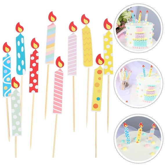 GETAJGHSD Paper Candle Shaped Toppers 15.5x0.5in 50Pcs for Cake Decorating Party Atmosphere