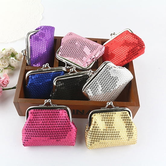 Fashion Square Sequins Coin Purse Wallet Kids Girls Women Glitter Mini Handbags 