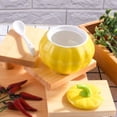 thumbnail image 4 of YISITIAN Porcelain Sugar Bowl with Lid and Spoon, Pumpkin Shaped Ceramic Salt Cellar for Kitchen Countertop Storage, Elegant Orange Spice Container for Dining Table Decor, 10.5 OZ (300ml) AZ1014-4601, 4 of 6