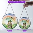 thumbnail image 5 of Happy St. Patrick’s Day Basset Hound with Green Hat Shamrocks Rainbow Stained Glass Suncatcher Bassets Dog Breed Lovers Gifts Idea Window Hanging Sign Decor - 03007, 5 of 5