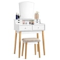 thumbnail image 2 of Kadyn Makeup Dressing Table Modern Vanity Set, Makeup Vanity Set with 6 Drawers and Unique Shape Mirror, 2 of 6