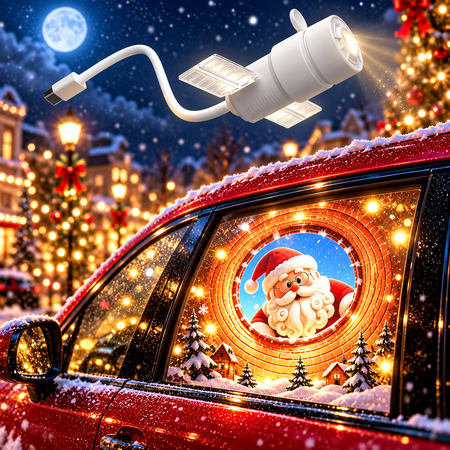 Car Window Christmas Projector, Christmas Projector For Car, Usb Plug And Play Christmasprojector, With 8 Slides, Santa Pattern Projection For Carwindow, Indoor Wall Xmas Decorations