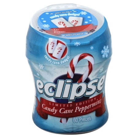 Eclipse Sugar Free Holiday Peppermint Candy Cane Chewing Gum, 2.9 Oz., 60 Count