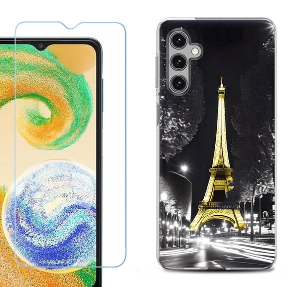 Shockproof Fashion Phone Case for Samsung Galaxy A14 5G, with Tempered Glass Screen Protector, by OneToughShield ® - Paris Night