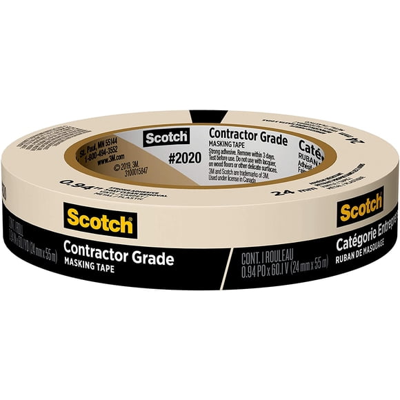 Scotch Painter’s Tape Masking Tape, Contractor Grade 24 mm (1 Roll) - 2020