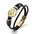 thumbnail image 1 of Braided Leather Cord Retro Multi-strand Bracelets with Wood Beads Hematite Beads and Alloy Findings Flat Round Antique Bronze Libra 8-1/4 inch(21cm), 1 of 3