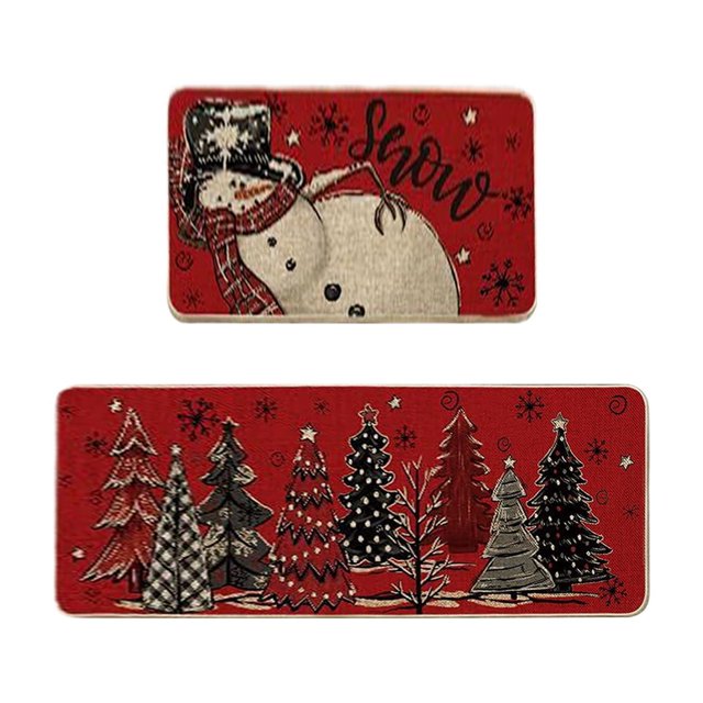 Kitchen Mats for Floor,2 Pcs Christmas Kitchen Rugs Mats Set Non Slip Backing, Merry Christmas Decor 40x60cm 40x122cm