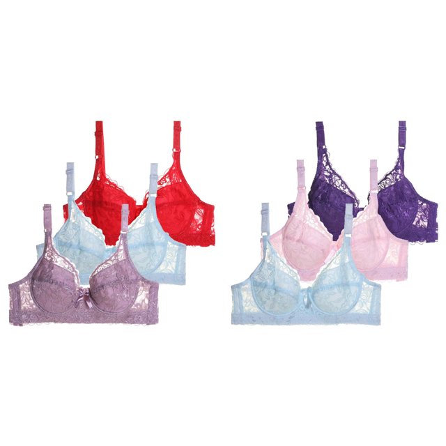 (2-Pack) Rinsvye Women Full Cup Underwire Bra Set Stretchy Fabric Various Sizes Available Stylish Trendy Look Everyday Comfort