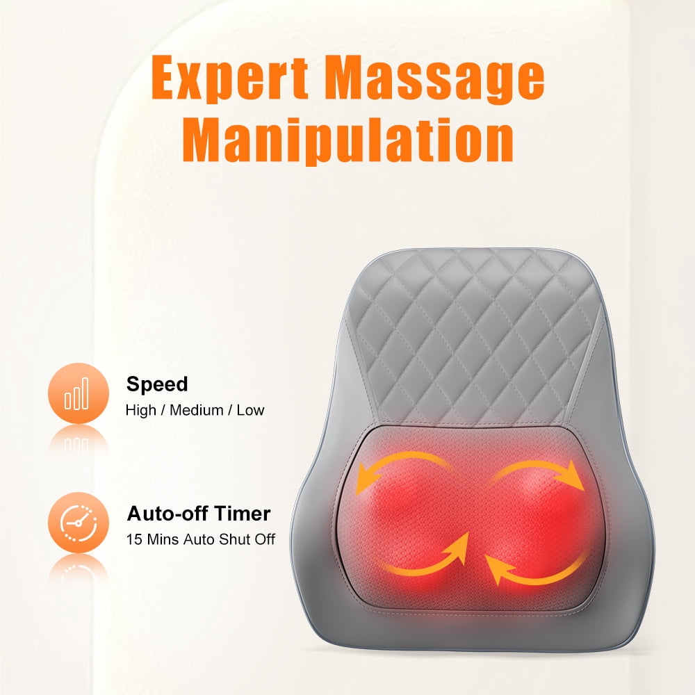 Nuvrek Shiatsu Neck and Shoulder Massager Pillow with 3D Deep Tissue Kneading