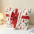 thumbnail image 3 of XYZCANDO Christmas Bow Print Padded Shoulder Tote Bag, Large Capacity Festive Quilted Handbag for Holiday Shopping, Travel, Daily Commute, Gift for Women, 3 of 7