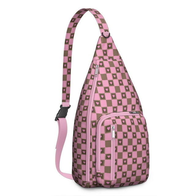 Abstract Plaid Sling Backpack - Modern Artistic Checkered Pattern Shoulder Bag, Durable Pack for Outdoor Adventures