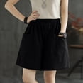 thumbnail image 4 of Miluxas Women's Elastic High Waist Wide Leg Shorts with Pockets Summer Solid Baggy Casual Shorts Street Going Out Shorts Black, 4 of 7