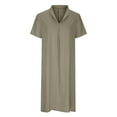 thumbnail image 4 of Lolmot Plus Size Summer Dresses for Women Maxi Dress Solid Cotton Linen Turn Down Collar Loose Shirt Dress Summer Dresses, 4 of 5