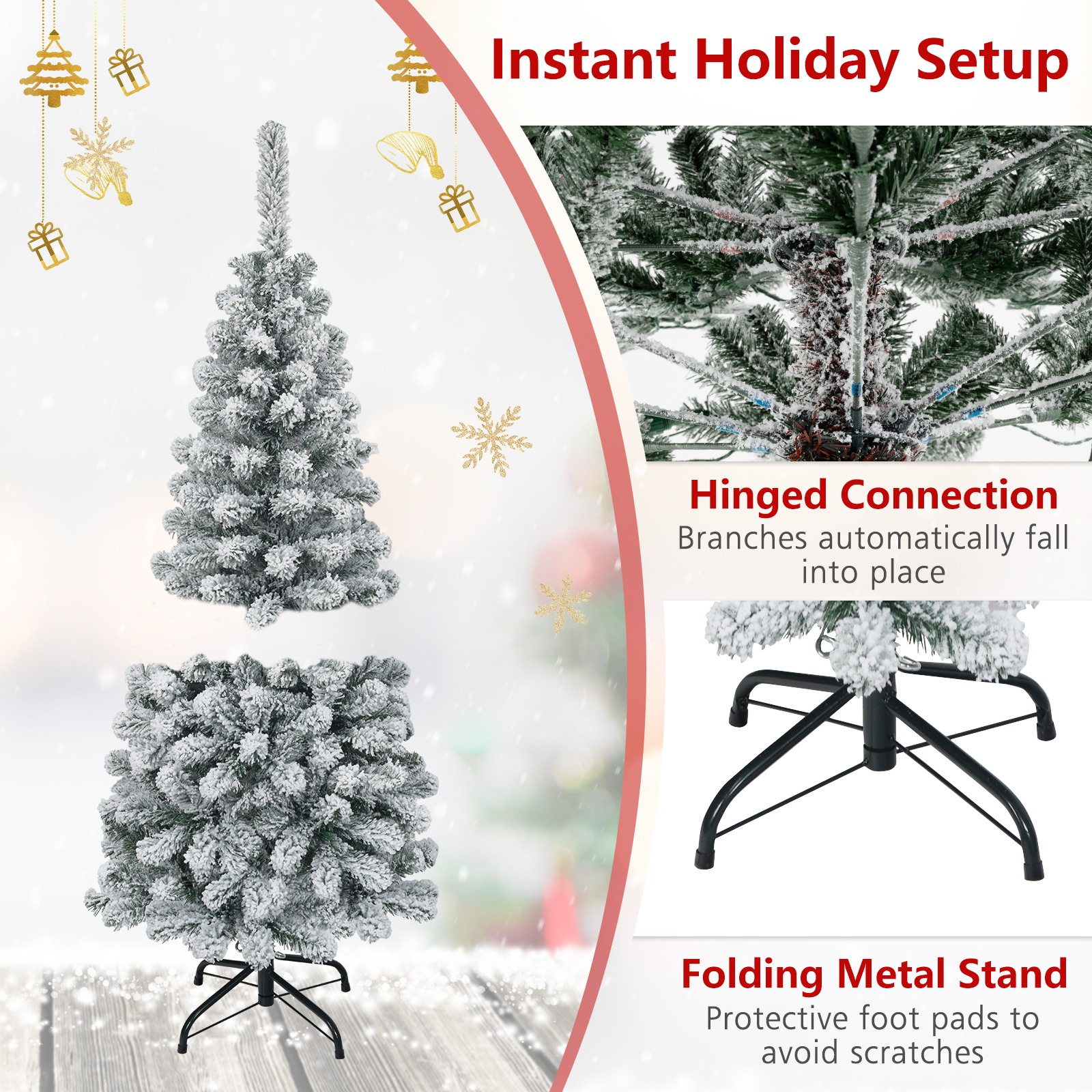 Costway 4.5-Foot Flocked Pencil Christmas Tree with 242 Tips photo 8