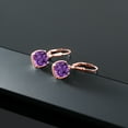 thumbnail image 4 of Gem Stone King 4.20 Ct Cushion Purple Amethyst 18K Rose Gold Plated Silver Earrings, 4 of 4