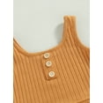 thumbnail image 6 of Musuos Toddler Girls Summer Outfit Sets 12 18 24M 3 4T Solid Color Button Vest + Ribbed Drawstring Shorts, 6 of 10