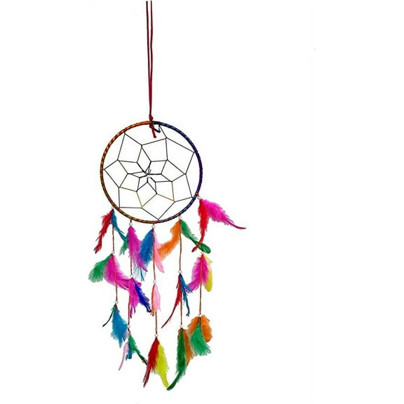Rastogi Handicrafts Dream Catchers Wall Decor, Handmade Feather Decoration Home Car Bedroom Decor Nursery Room Hanging (Multi Single Ring)